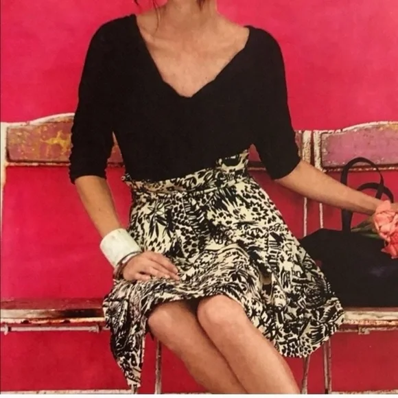 Anthropologie Black and Cream Floral Skirt - Picture 3 of 5